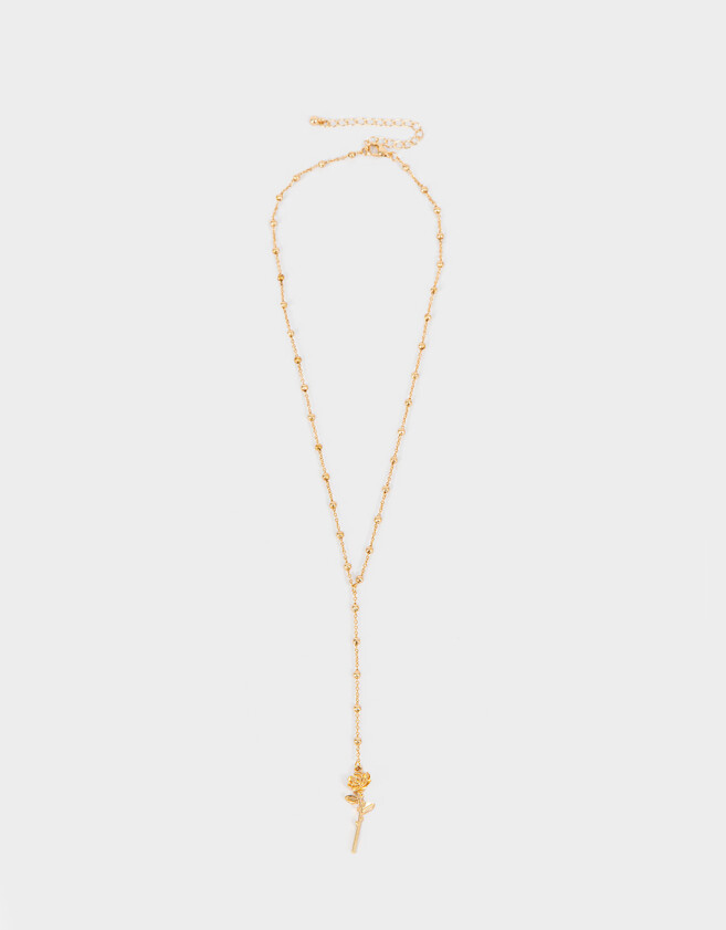 Collares Largos Con flores Collar Largo Con Flor - Dorado