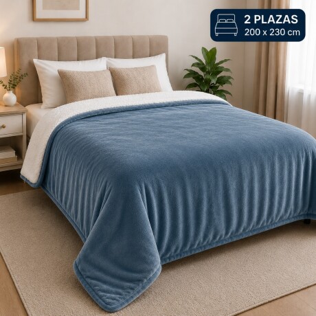 Frazada Manta Polar con Corderito 2 Plazas 200x230cm Azul