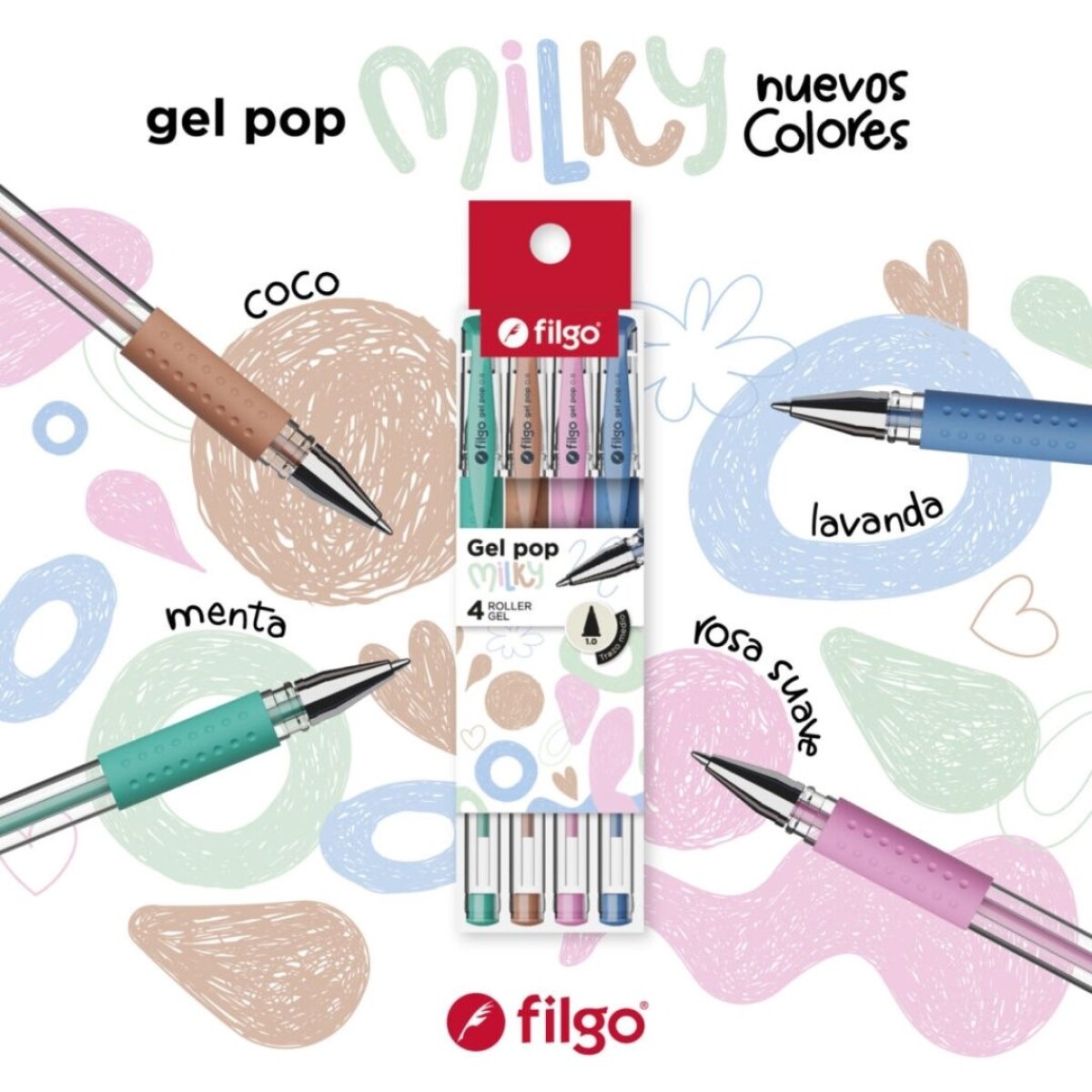 Filgo lapicera roller gel pop x4 milk - Filgo Lapicera Roller Gel Pop X4 Milk 