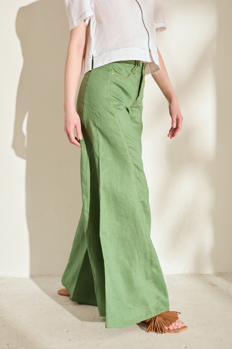 PANTALON WIDE XL LINEN SS27 Verde