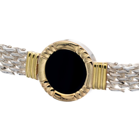 Pulsera de plata 925, double en oro 18 ktes y onix. Pulsera de plata 925, double en oro 18 ktes y onix.