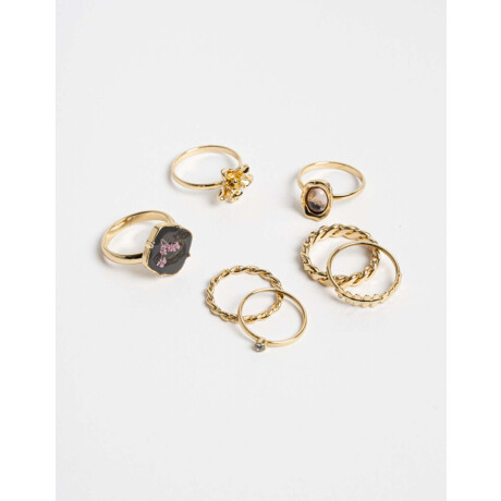 Sets Anillos Flores atrapadas Dorado