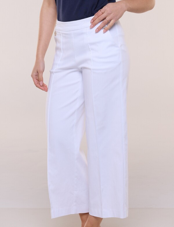 Pantalón Crop Con Botones BLANCO