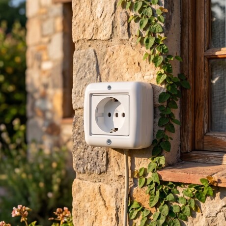 CAJA EXTERIOR CON SCHUKO ATENEA Caja Exterior con Schuko con Seguro Atenea Blanco