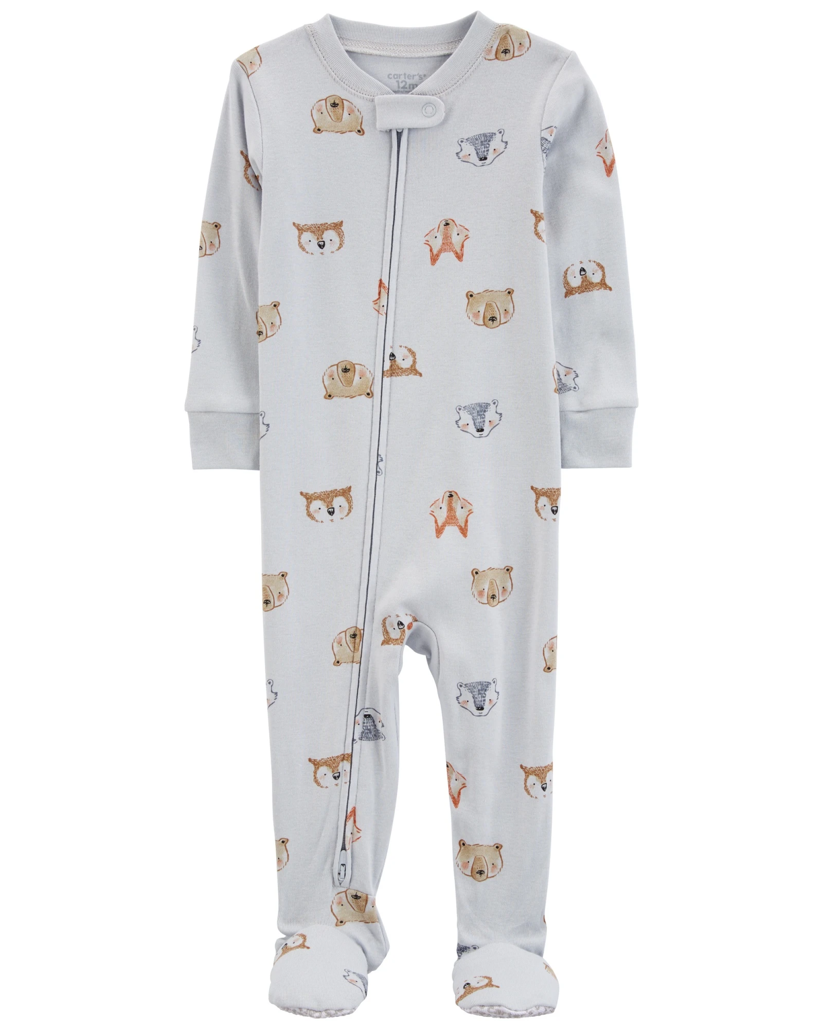 Pijama uno pieza de algodón, con pie, diseño animales Pijama uno pieza de algodón, con pie, diseño animales