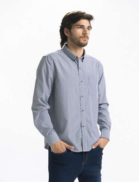 Camisa a Cuadros Manga Larga Gris Oscuro/ Fantasia 5