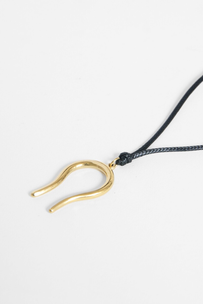 Collar con cordón detalle bull acero dorado