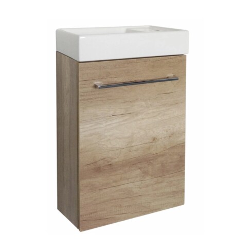 MUEBLE DE BAÑO MADERA CLARA 40X22X62CM CON UNA PUERTA Y BACHA DGC 000