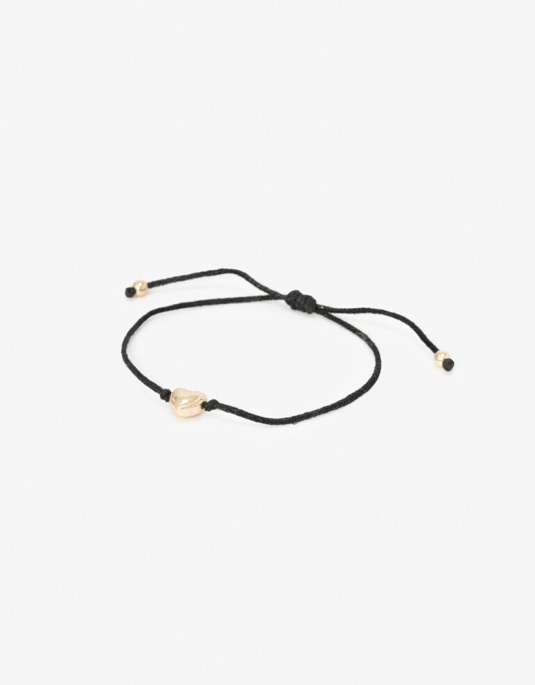 Pulseras Flexibles Cordón Pulsera Cordón Charm Corazón. - Dorado