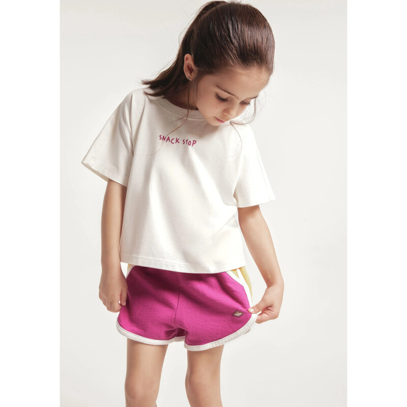 SHORTS FEM ROSA COM AMARELO