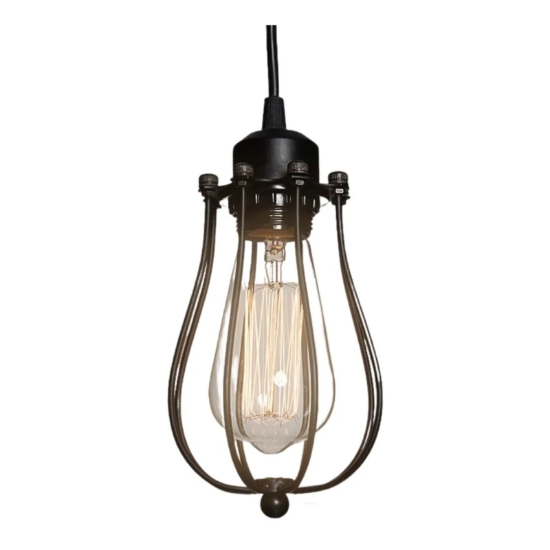 Lampara Techo Colgante Jaula Metal Vintage Retro Negro Negro