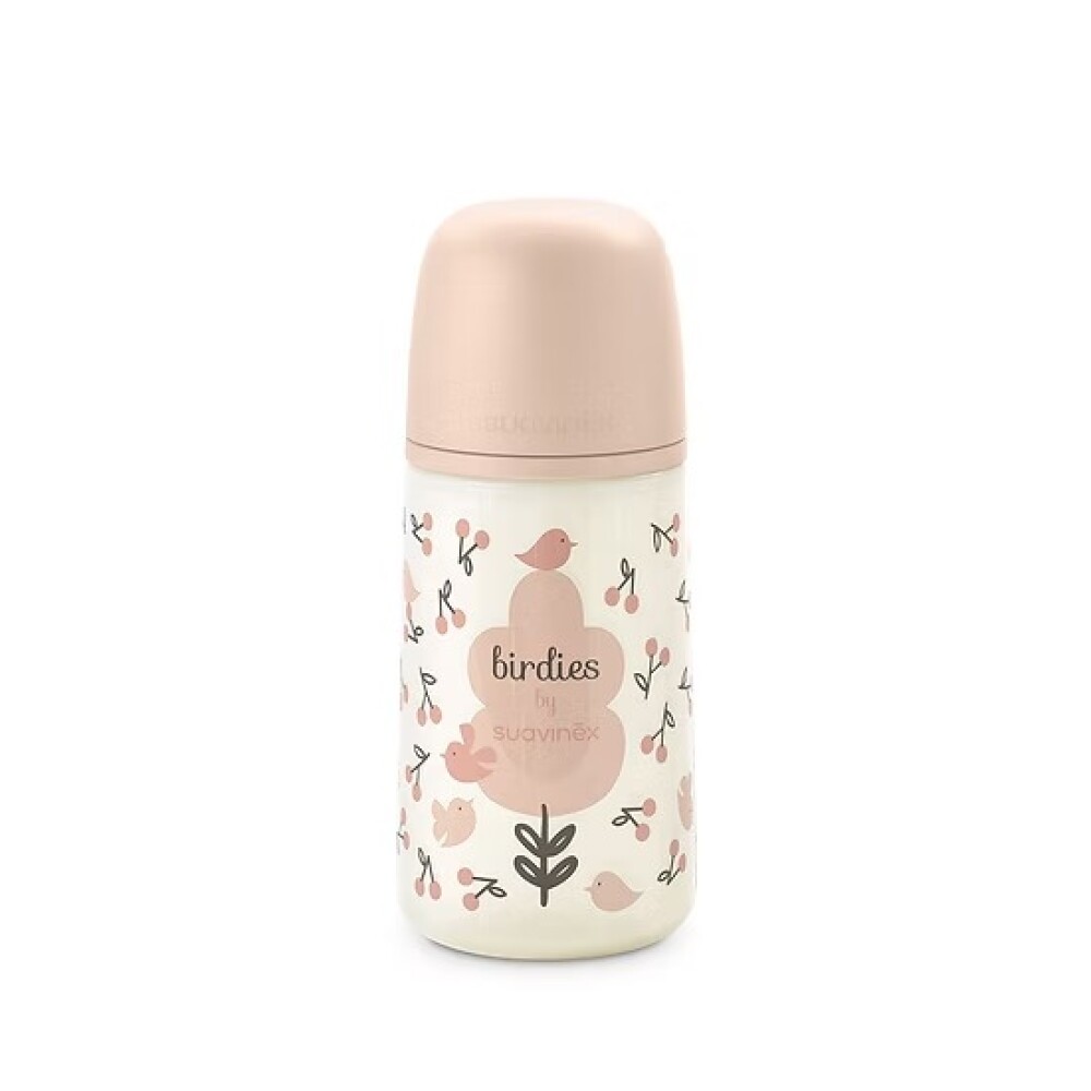 Biberón 270ml tetina fisiológica SX PRO - birds rosado