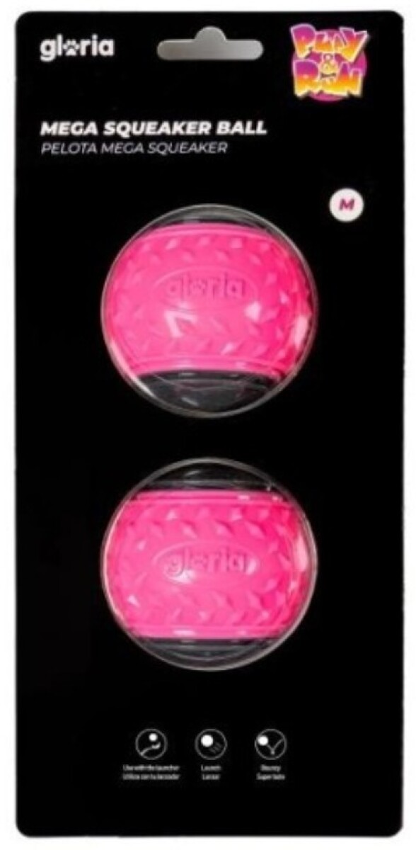 PLAY AND RUN PELOTA MEGA SQUEAKER M 6.35cm ROSA/GRIS 2pcs 