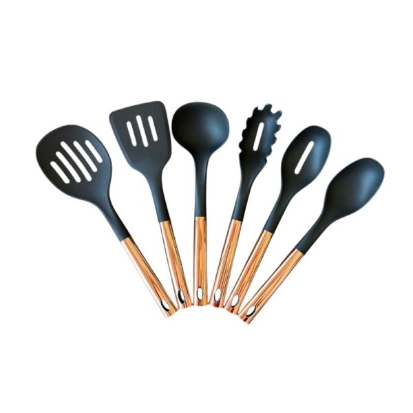 SET UTENSILIOS DE COCINA ROSA GOLD/NEGRO - 6 PIEZAS SET UTENSILIOS DE COCINA ROSA GOLD/NEGRO - 6 PIEZAS