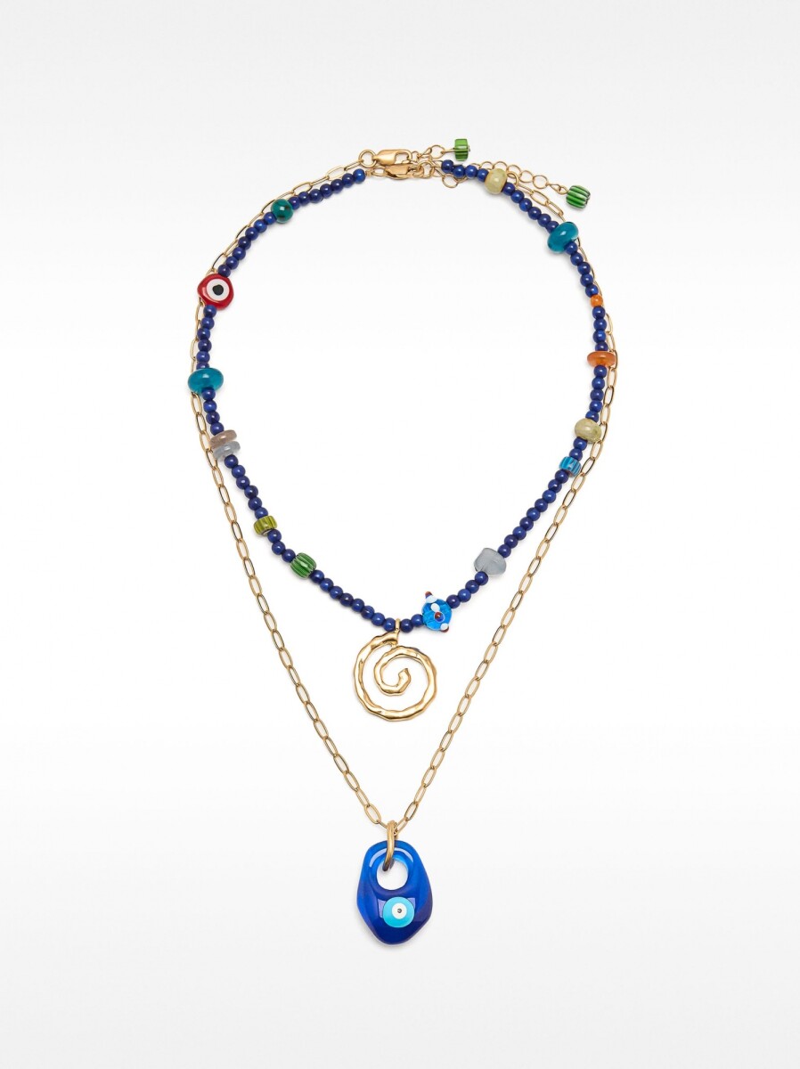 Set De Collares Con Eslabones Y Cuentas - multicolor 