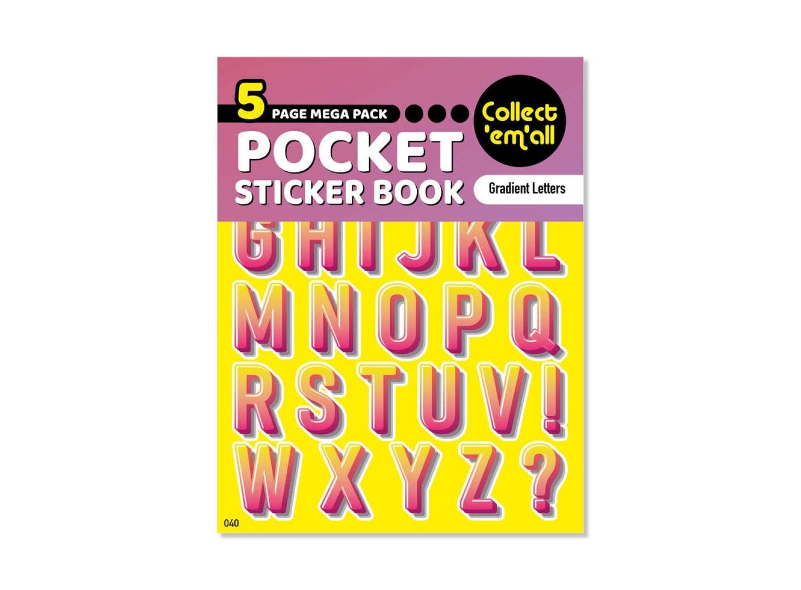 Stickers en Block de 5 Hojas - Letras con Sombras 