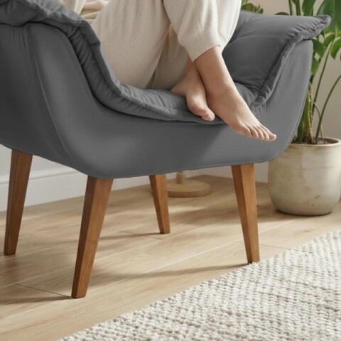 SILLON Butaca EROS Poltrona con asiento y espaldar de espuma revestido en terciopelo - Grafito SILLON Butaca EROS Poltrona con asiento y espaldar de espuma revestido en terciopelo - Grafito