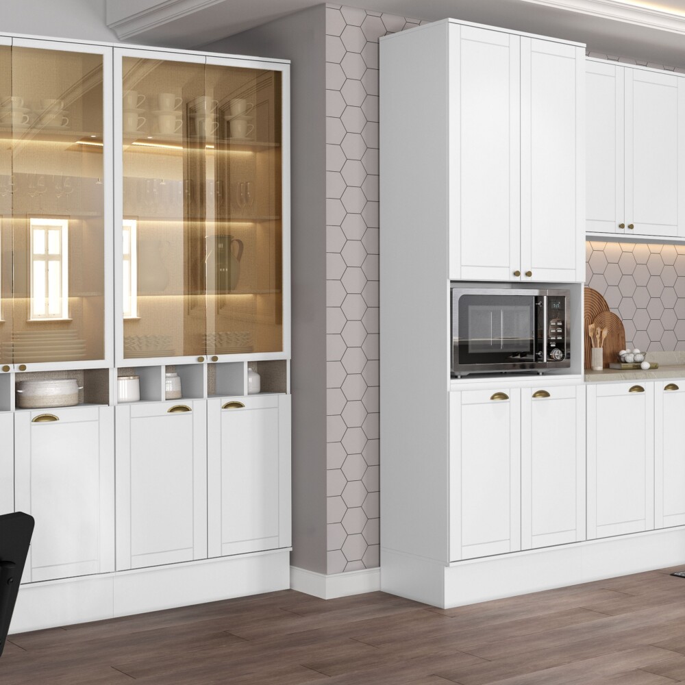 Armario Cocina Americana 2 Puertas de Vidrio Blanco Armario Cocina Americana 2 Puertas de Vidrio Blanco