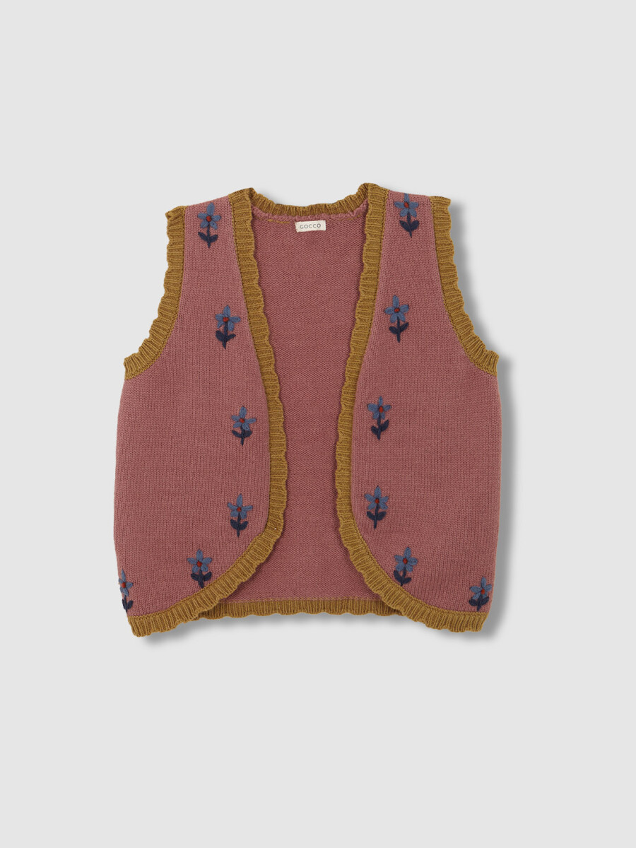 Chaleco Bordados Rosa Oscuro