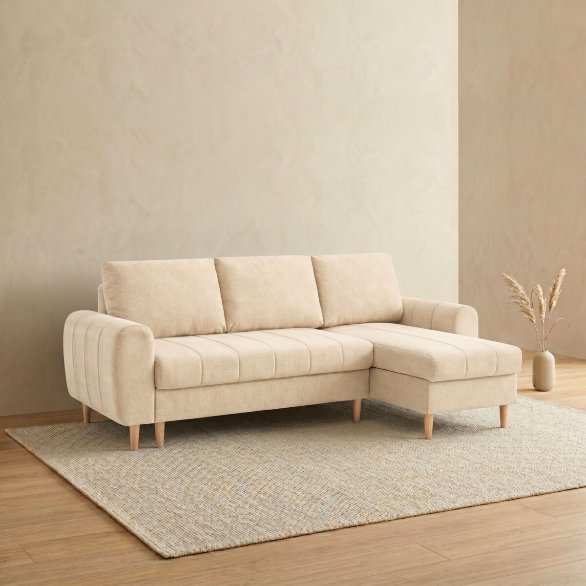 Sillón Esquinero con Baúles amplios - Amo - Beige 