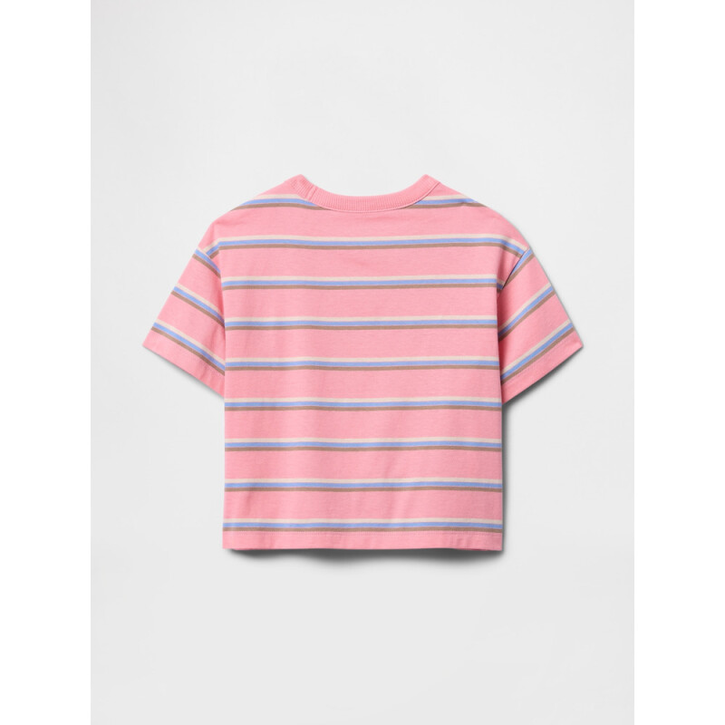 SS RELAXED STRIPED GRAPHIC TEE CORAL FROST