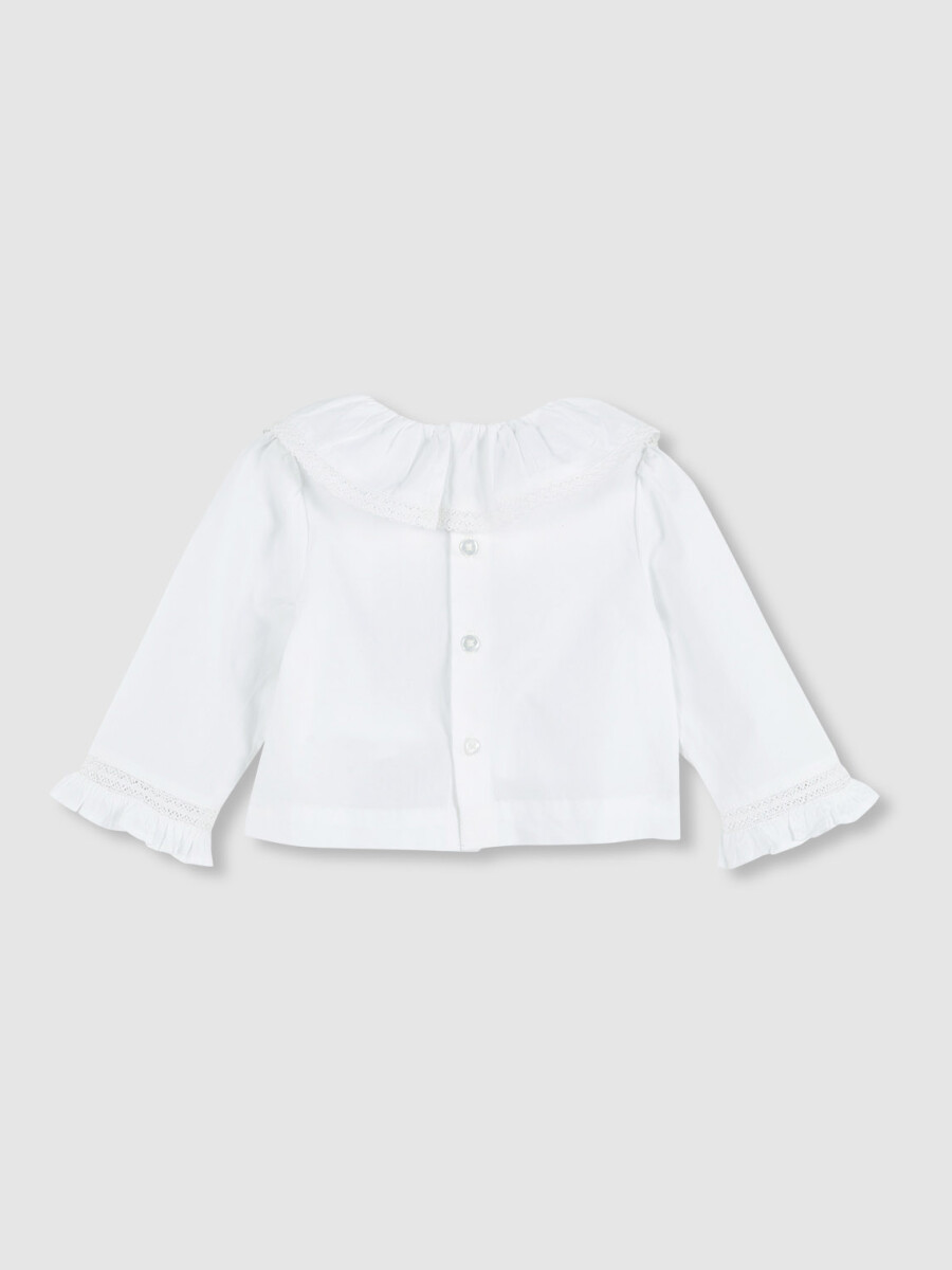 Blusa Tira Bordada En Volante Del Cuello Blanco