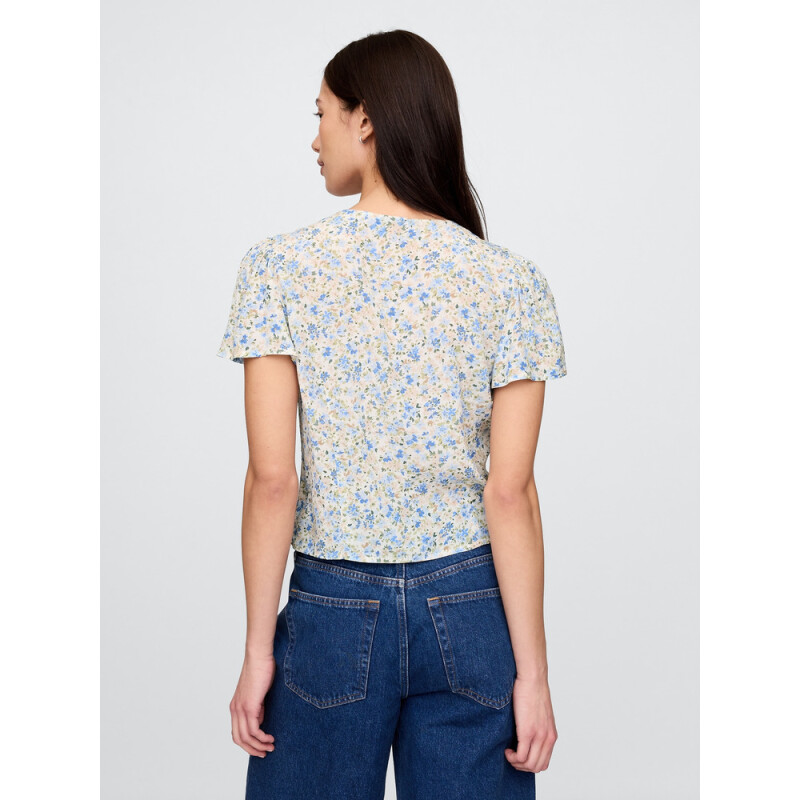 SS CREPE BTN FRONT TOP BLUE DITSY FLORAL