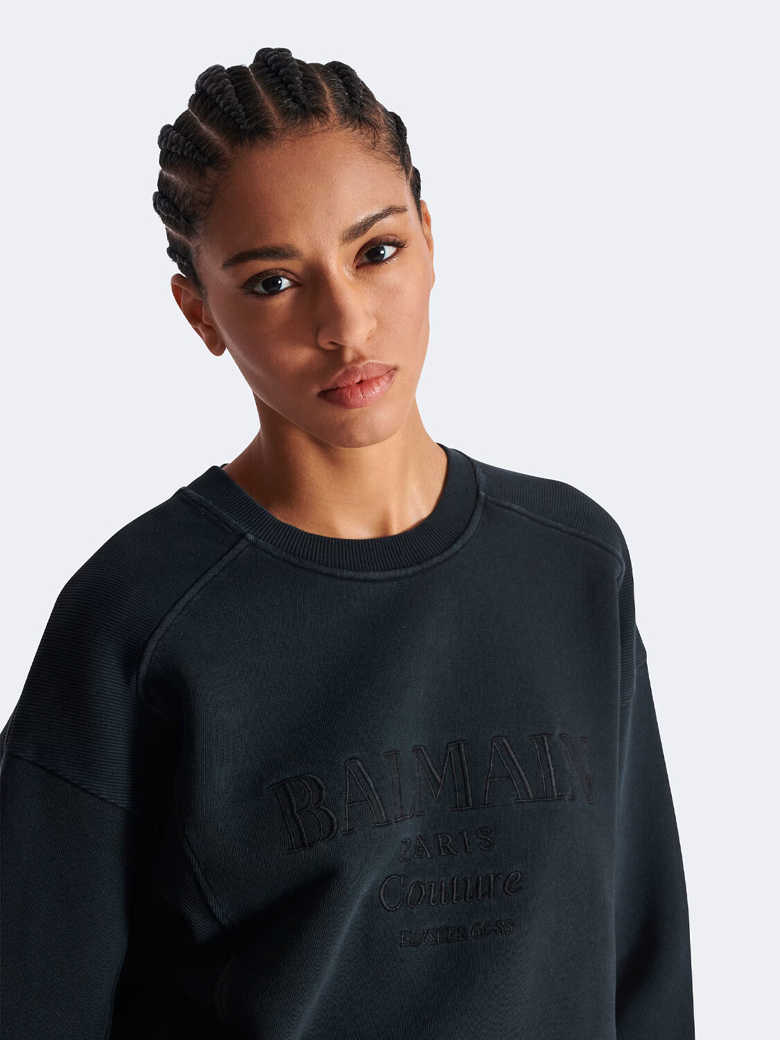 BALMAIN - SWEATSHIRT COUTURE EMBROIDERED Gris