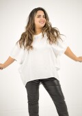 Blusa de viscosa con brillo plateado Beige