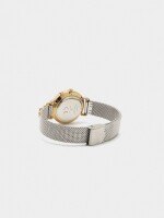 Reloj Bicolor De Punto Metálico Con Charm bicolor