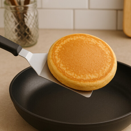 Espatula Curva Ancha de Acero Inoxidable Mango Negro 12,5 x 7,5 cm Espatula Curva Ancha de Acero Inoxidable Mango Negro 12,5 x 7,5 cm