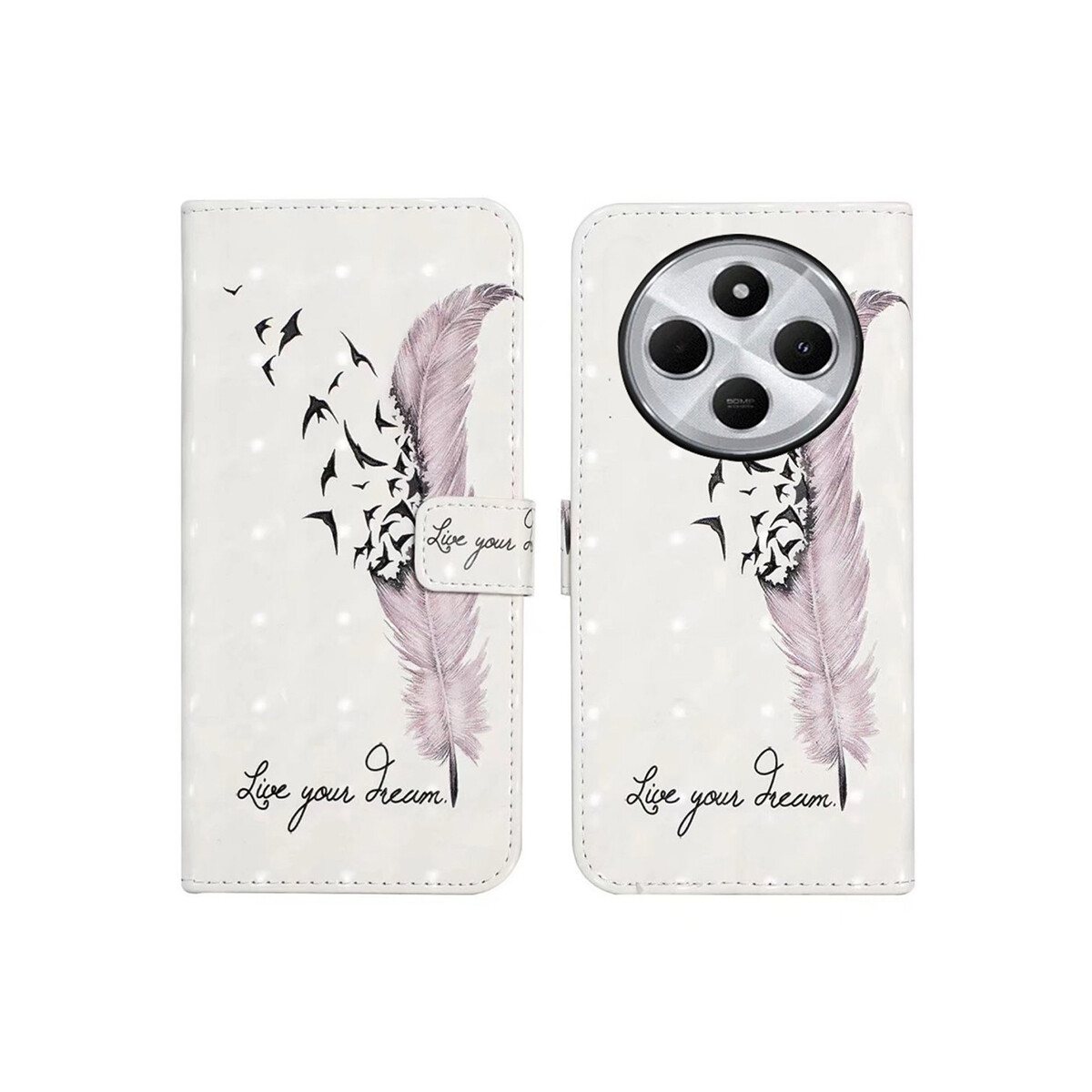 Flip cover para Xiaomi Redmi 14C diseño pluma 