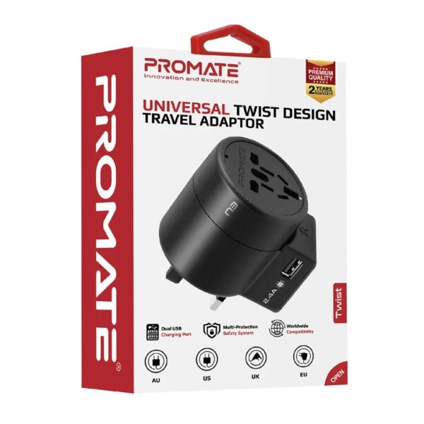 Cargador Promate Celular Twist Viaje Universal 12w Usb CARGADOR PROMATE TWIST 12W *******