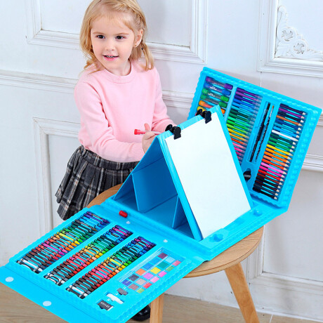 Valija Maletin De Arte Escolar Didáctico 208 Piezas Rosa