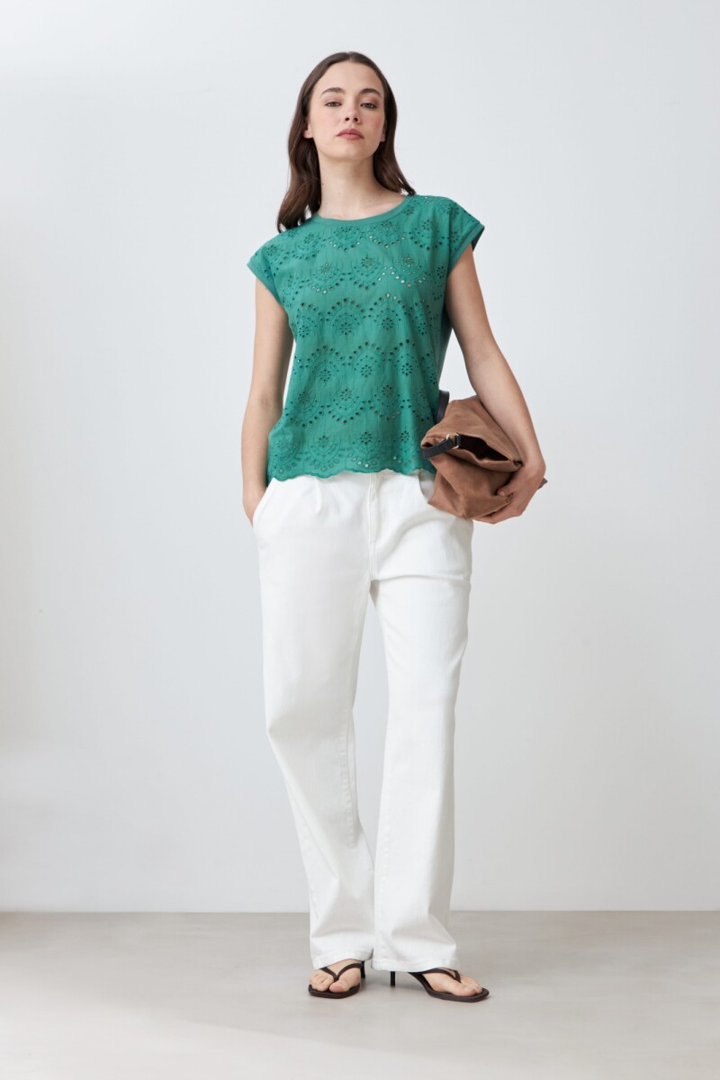 Blusa frente broderie - verde 