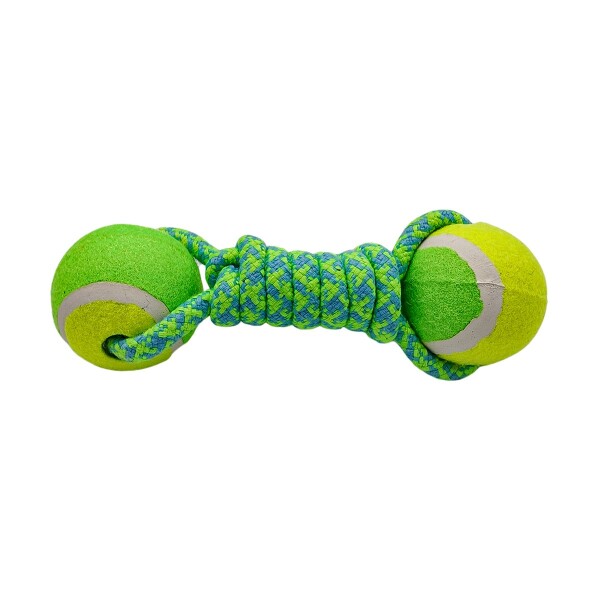 Juguete Perro Pelotas Tenis Cuerda Soga Trenzada Mascotas Variante Color Verde y Azul