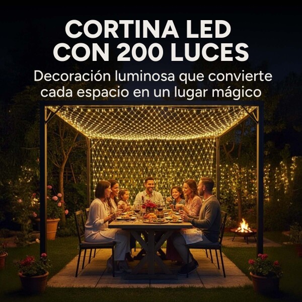 Lluvia De 200 Luces Blancas Led Cortina 3x2 Metros 10 Modos Variante Calida