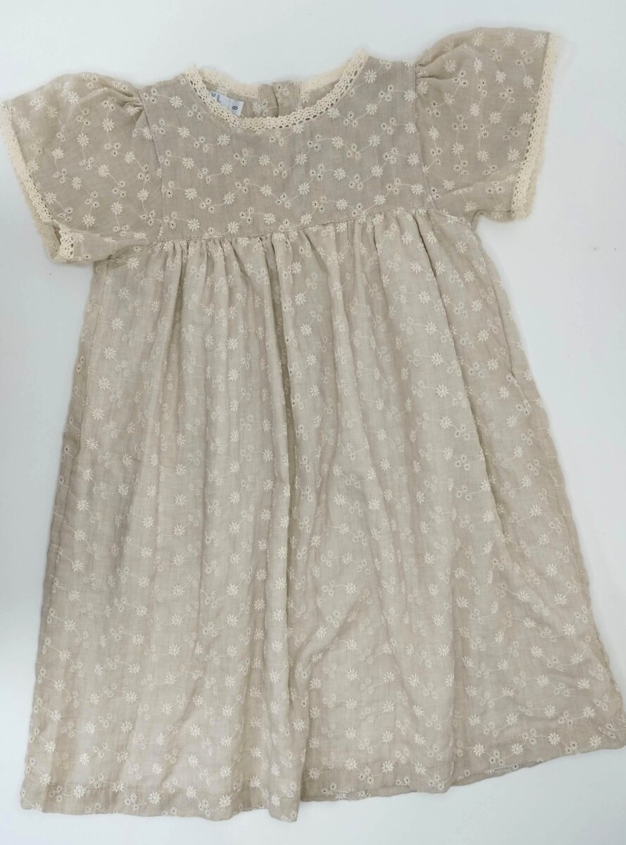 vestido broderie beige 