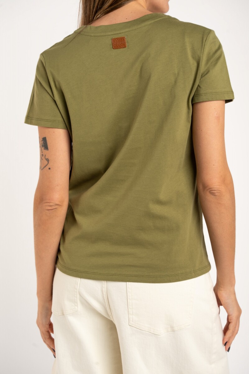 Remera Algodon Peinado Escote Lurex Safari