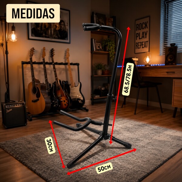 Soporte Para Guitarra Bajo De Pie Regulable Universal Acero IMBACK Color Negro Soporte Para Guitarra Bajo De Pie Regulable Universal Acero IMBACK Color Negro