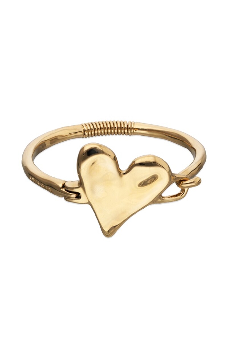 PULSERA SEMIRIGIDA DE ALEACIÓN DE METALES BAÑADA EN ORO 18K CON DETALLE DE CORAZÓN - Pulsera 