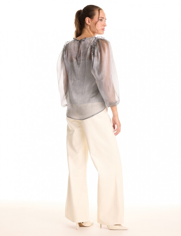 Blusa Traslúcida PLATEADO