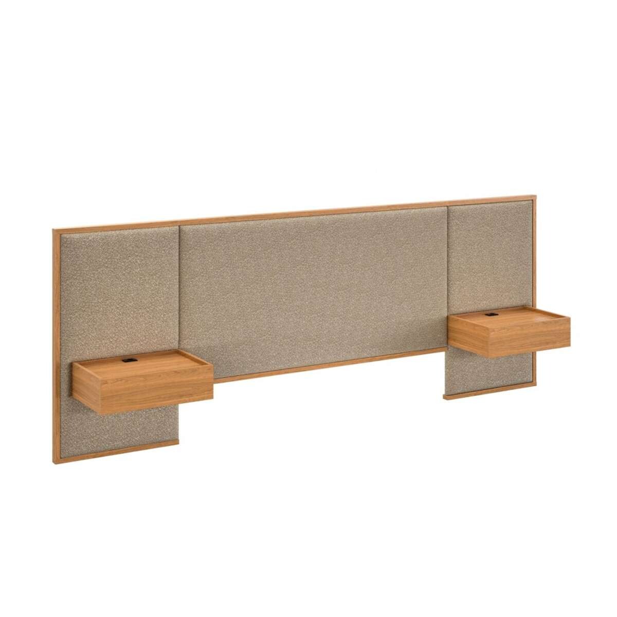 Respaldo 2 plazas con mesa de luz Gael Moderna - Marron 