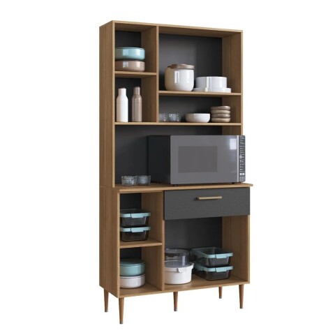 Alacena Kit De Cocina 6 Puertas 1 Estante 1 Cajón Nogal/grafito Alacena Kit De Cocina 6 Puertas 1 Estante 1 Cajón Nogal/grafito