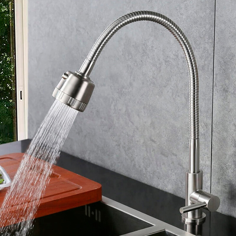 Canilla extensible para mesada de cocina agua fría PLATEADO