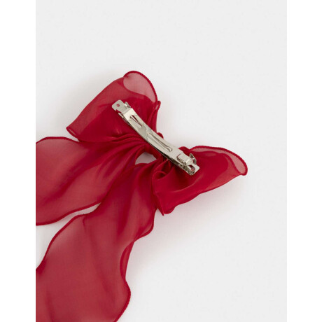 Hebilla Francesa Moño Organza Rojo Medio