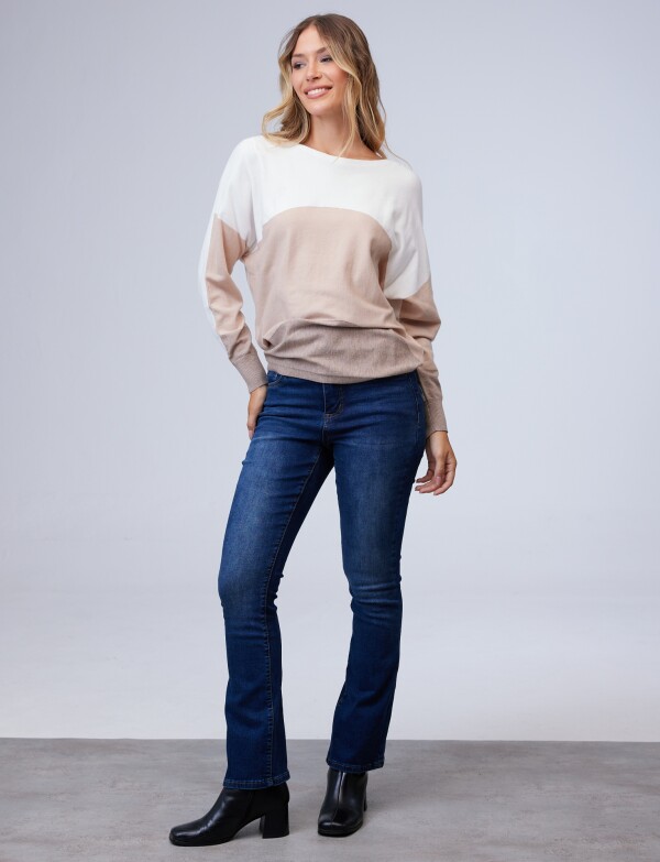 Buzo Dolman Colorblock MULTI/BEIGE