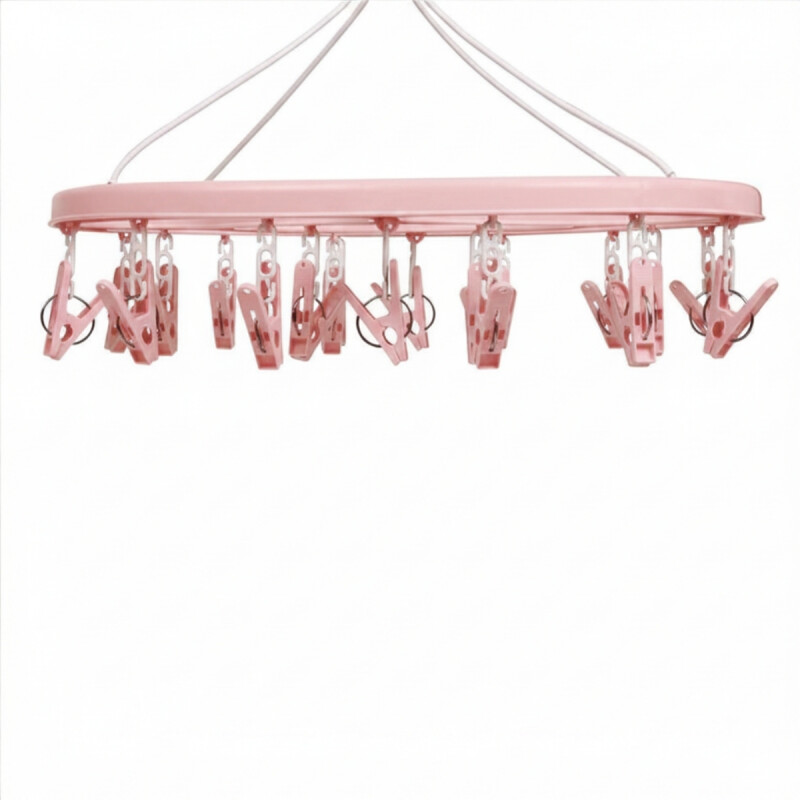 Tendedero portátil 24 palillos ovalado plástico ROSA