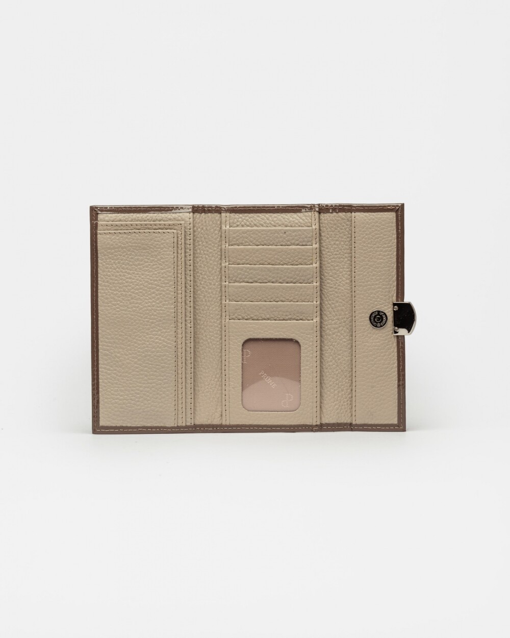 Billetera Marga en cuero charol Taupe