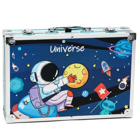 Set Valija Metálica Arte Escolar Didáctico 145 Piezas Astronauta